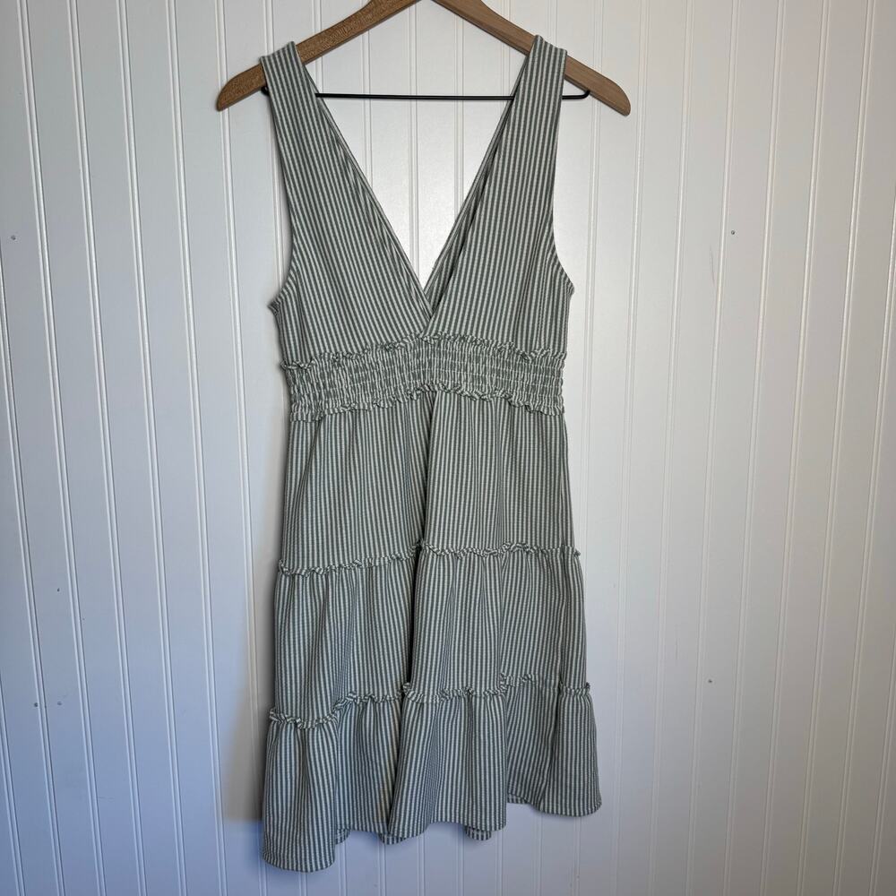 American Eagle Striped V-Neck Knit Mini Tiered Dress Women’s Size Small - Picture 3 of 8